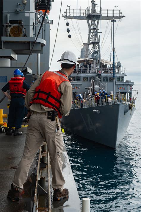 Avenger Class Mine Countermeasures Ship Uss Chief Mcm 14 Conducts Its