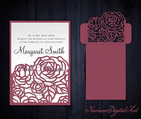 Here are 35 great designs that you can customize, download, and print at home for free. Roses Wedding Invitation Pocket Envelope 5x7, SVG Template ...