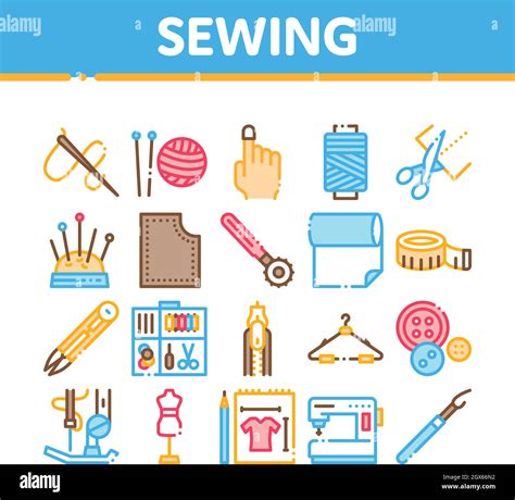 Sewing And Needlework Collection Icons Set Vector Stock Vector Image