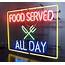 Food Served All Day Neon Sign
