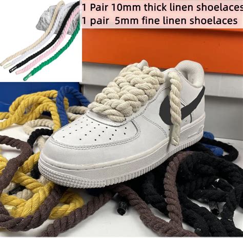 Pair Set Thick Cotton Line Weaving Twisted Rope Bold Shoelaces Women Men Sneakers Low Top