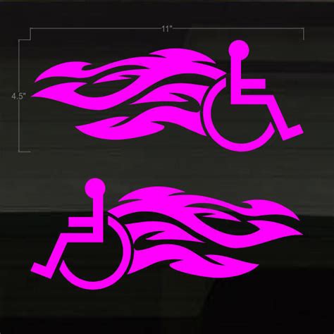 Handicapped Handicap Wheelchair Flame Two Disabled Wounded 11 Decals