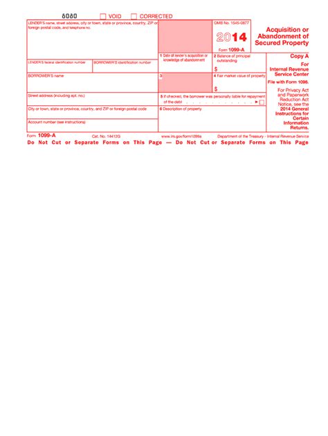 2014 Form Irs 1099 A Fill Online Printable Fillable Blank Pdffiller