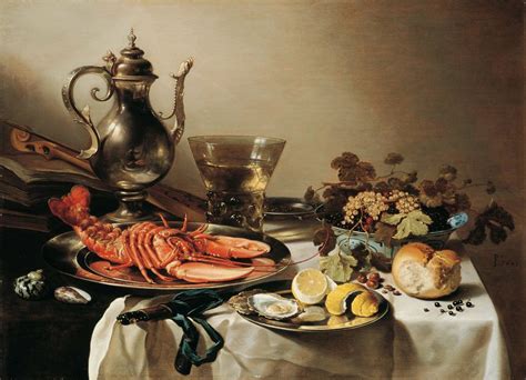 Table With Lobster Silver Jug Big Berkemeyer Fruit Bowl Violin And