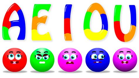 Vogais Aprenda A Falar E Escrever O A E I O U Com As Bolas Coloridas