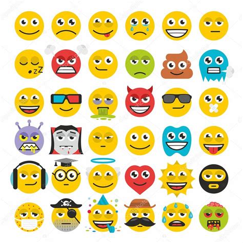 Set Of Emoticons Vector Stock Vector By ©volykievgenii 104208806