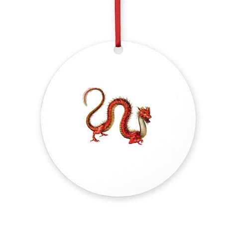 Red Oriental Dragon Ornament Round By Crittercircus Cafepress