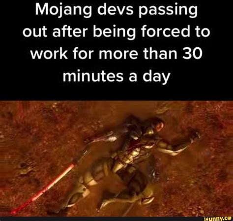 Mojang Devs Passing Out After Being Forced To Work For More Than 30