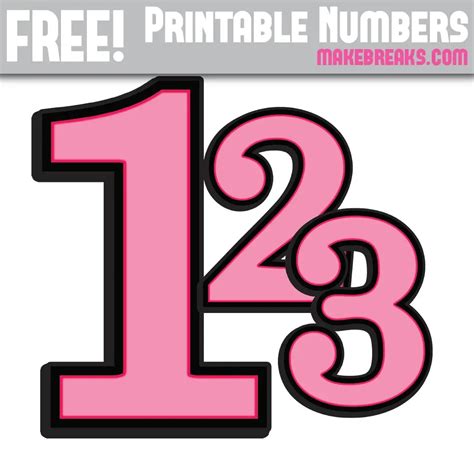 Pink With Black Edge Printable Numbers 0 9 Make Breaks