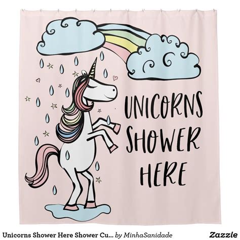 Unicorns Shower Here Shower Curtain Zazzle Unicorn Custom Shower Curtains Shower Curtain