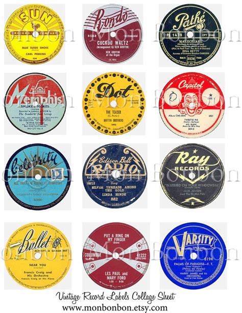 Vintage Record Labels Digital Collage Sheet Atc Mixed Media Clip Art