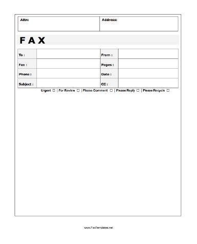 From, name of sender, organization/company's name address. Attention Fax Template