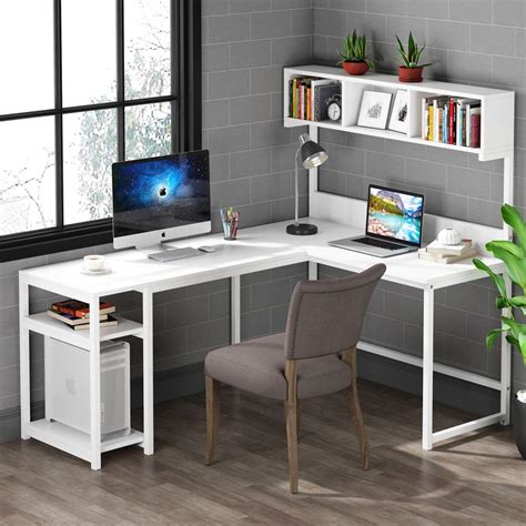 Tribesigns 68 Inch L Shaped Computer Desk With Hutch Shelf Space