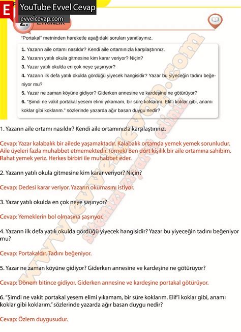 8. sınıf Meb Yayınları Türkçe Ders Kitabı Sayfa 122-125-126-127-128-129 Cevapları