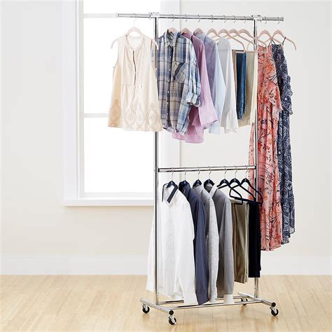 Clothes Rack - Chrome Metal Double Hang Clothes Rack | The Container Store
