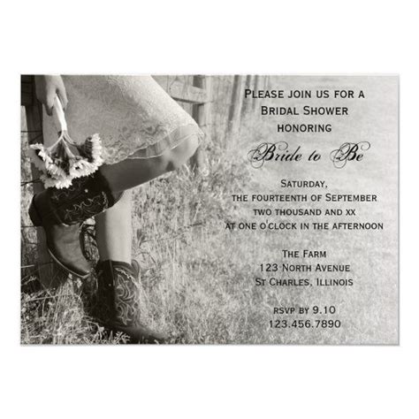 Cowgirl And Sunflowers Country Ranch Bridal Shower Invitation Zazzle