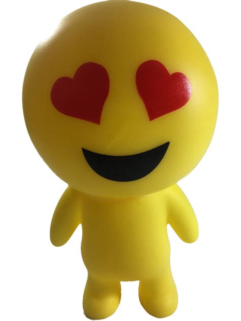 Yellow Heart Eyes Emoticon Emoji Squeaky Squeeze Figure Relief Toy