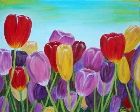 Painting Art And Collectibles An Original Hand Made Oil Painting Of Tulip