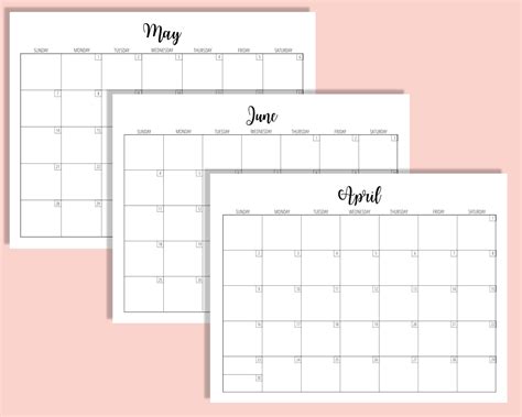 2023 Calendar Template 85 X 11 Inches Horizontal Monthly Etsy 2023
