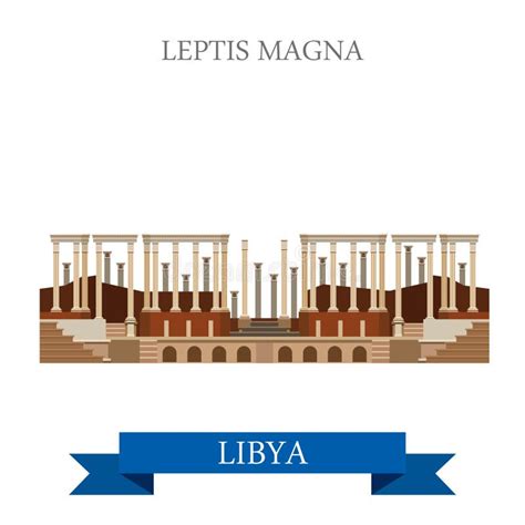 Leptis Magna In Libya Flat Cartoon Style Vector I Stock Vector