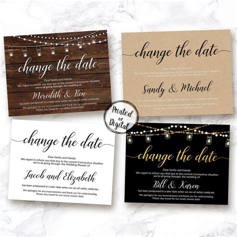 Once your new wedding date is set. Change the date card, change the date announcement ...