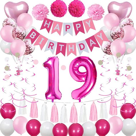 Buy Sweet 19th Birthday Decorations For Women Pink And White 19 Happy