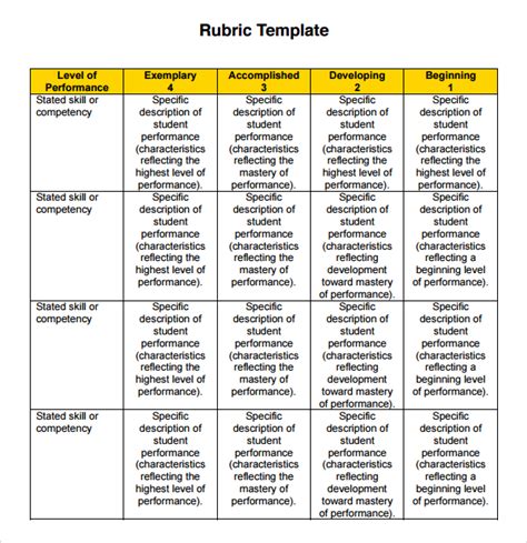 Free Rubric Template Pdf Page S Rubric Template Templates The Best