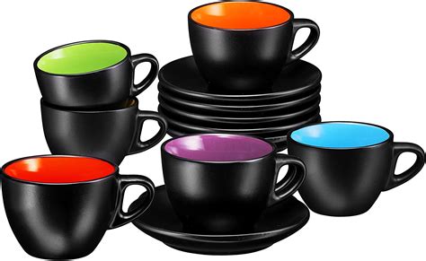 Espresso Cups With Saucers By Bruntmor 6 Ounce Set Of