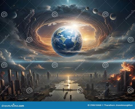 Apocalyptic Overture: Capturing the End of Worlds Stock Illustration
