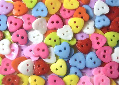 Mixed Heart 2 Hole 12mm Acrylic Buttons For Costumes And Childrens