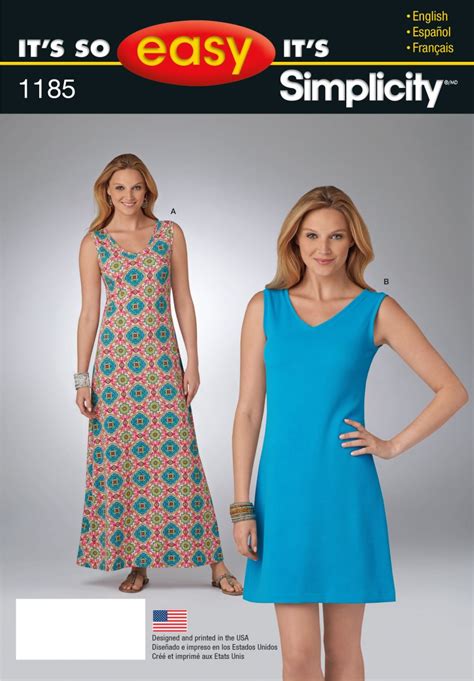 Easy Sewing Patterns For Beginners Simplicity 1185 Its So Easy Dress In