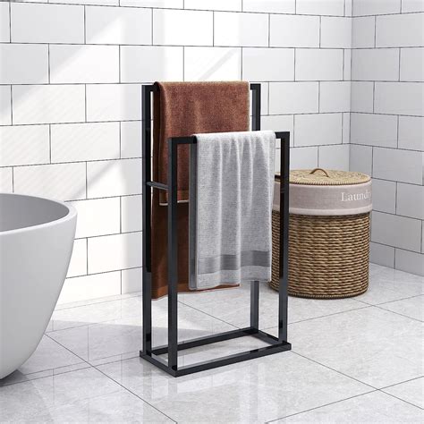 Foubam Towel Racks For Bathroom 2 Tiers Free Standing Floor Bath Towel