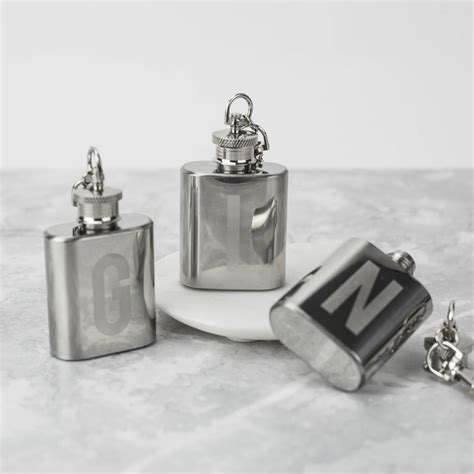 Personalised Initial Mini Hip Flask Keyring By We Love To Create