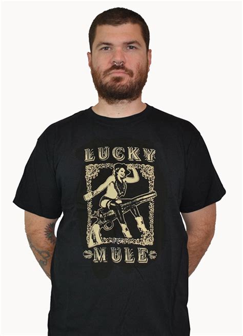 Lucky Mule Brand Pistol Whipped On A Black Shirt Sale Price