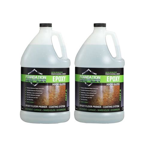 Foundation Armor Epoxy 2 Gal Water Based Clear High Gloss 2 Part Epoxy