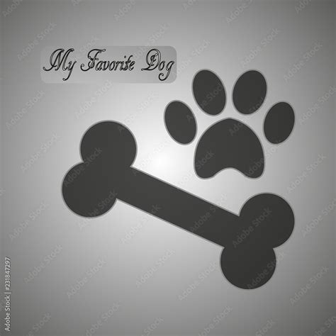 Vector Painted Dog A Dog Pawprint And Dog Bone With Room For Text In A
