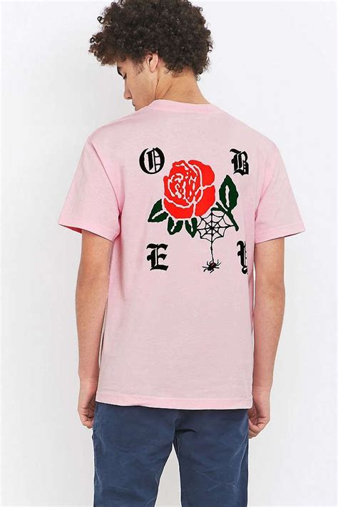 Obey Spider Rose Pink T Shirt Mens Graphic Tee Pink Tshirt Obey Clothing