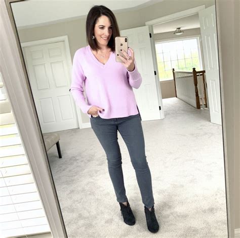 Fashion Look Featuring Jcrew V Neck Sweaters And Ag Jeans Skinny Jeans