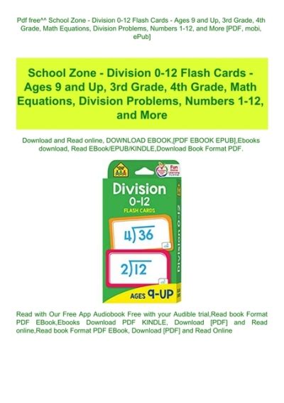 Pdf Free School Zone Division 0 12 Flash Cards Ages 9 And Up 3rd