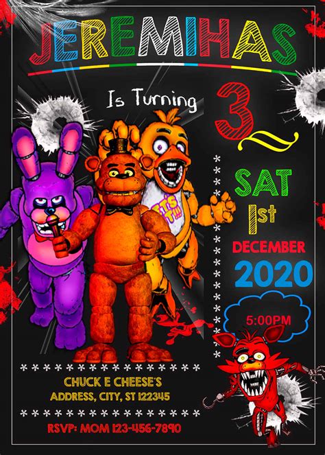 Five Nights At Freddy S Birthday Invitation Terrifying Invite
