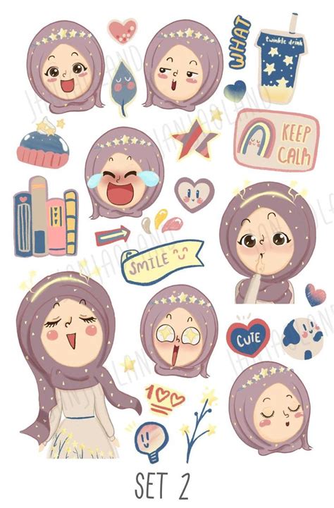 Hijab Girl Stickers Cute Hijab Pastel Stickers Hand Draw Etsy Girl Stickers Cute Stickers