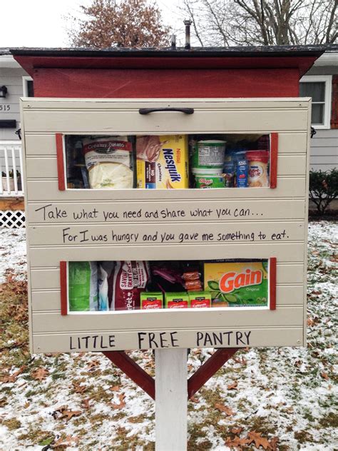 Choose a day to deliver the food and recruit volunteers as necessary to help. Little Free Pantries | Urban Plains | Little free pantry ...