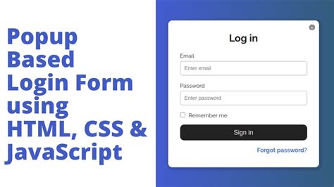 Create Popup Login Form Using Html Css And Javascript Youtube