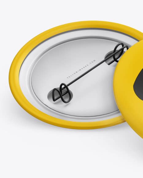 Two Matte Button Pins Mockup On Yellow Images Object Mockups