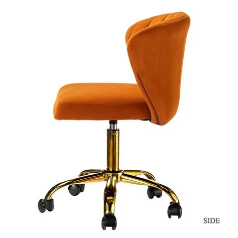 Ilia Velvet Task Height Adjustable Chair In Orange By Karat Home