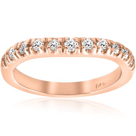 14ct Diamond Curved Wedding Guard Band 14k Rose Gold Ebay
