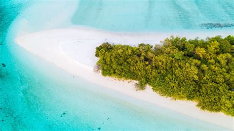 Download Wallpaper 2560x1440 Island Aerial View Ocean Tropics Palm