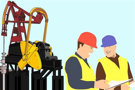 Ilustración Trabajadores Ingenieros Plataforma Petrolera Petróleo