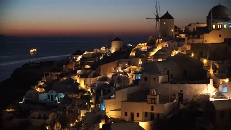 Night In Santorini Greece Sea Stock Footage Video 100 Royalty Free