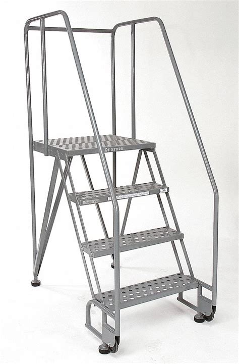 Cotterman 3 Step Tilt And Roll Ladder Perforated Step Tread 60 In